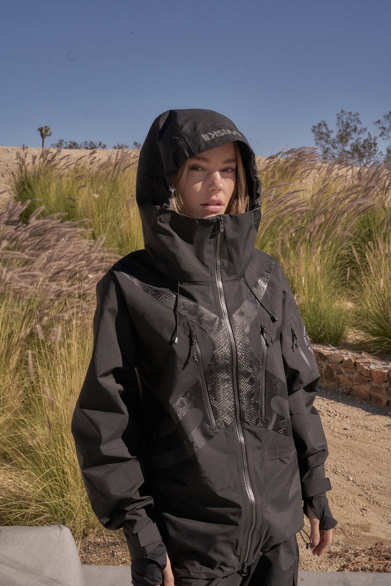 model wears WISKII 3L Waterproof Hardshell Performance Jacket