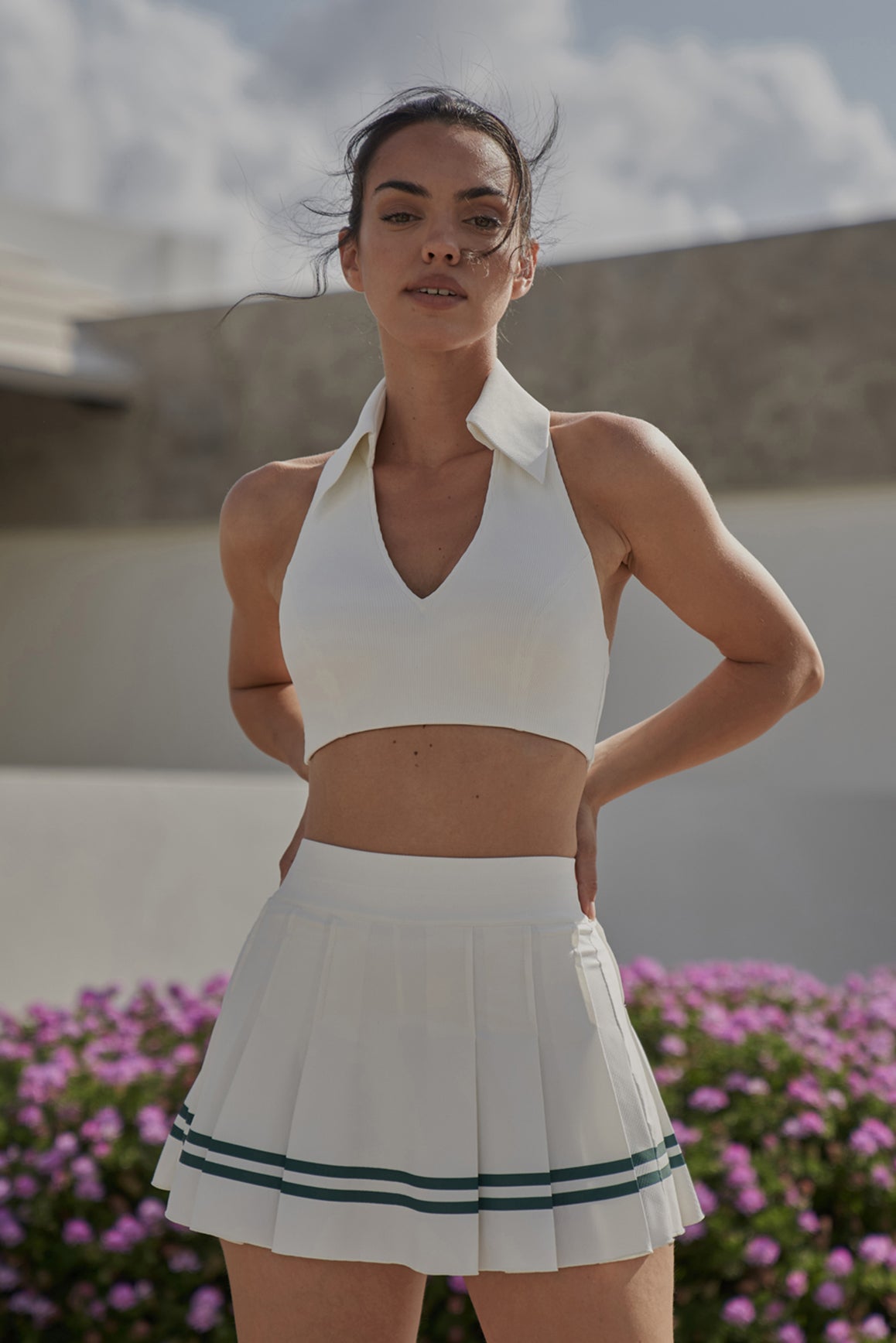 Model wears WISKII Varsity Tennis Skirt