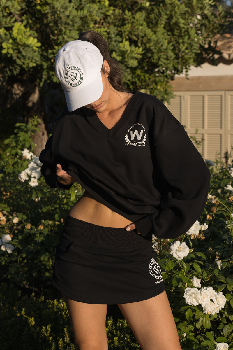 Model wears WISKII Casual V-Neck Sweatshirt