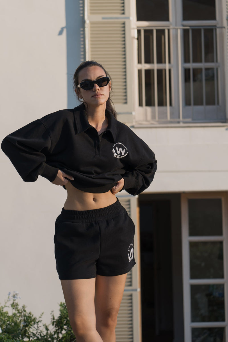 Polo Button Short Lounge Set | WISKII | Black