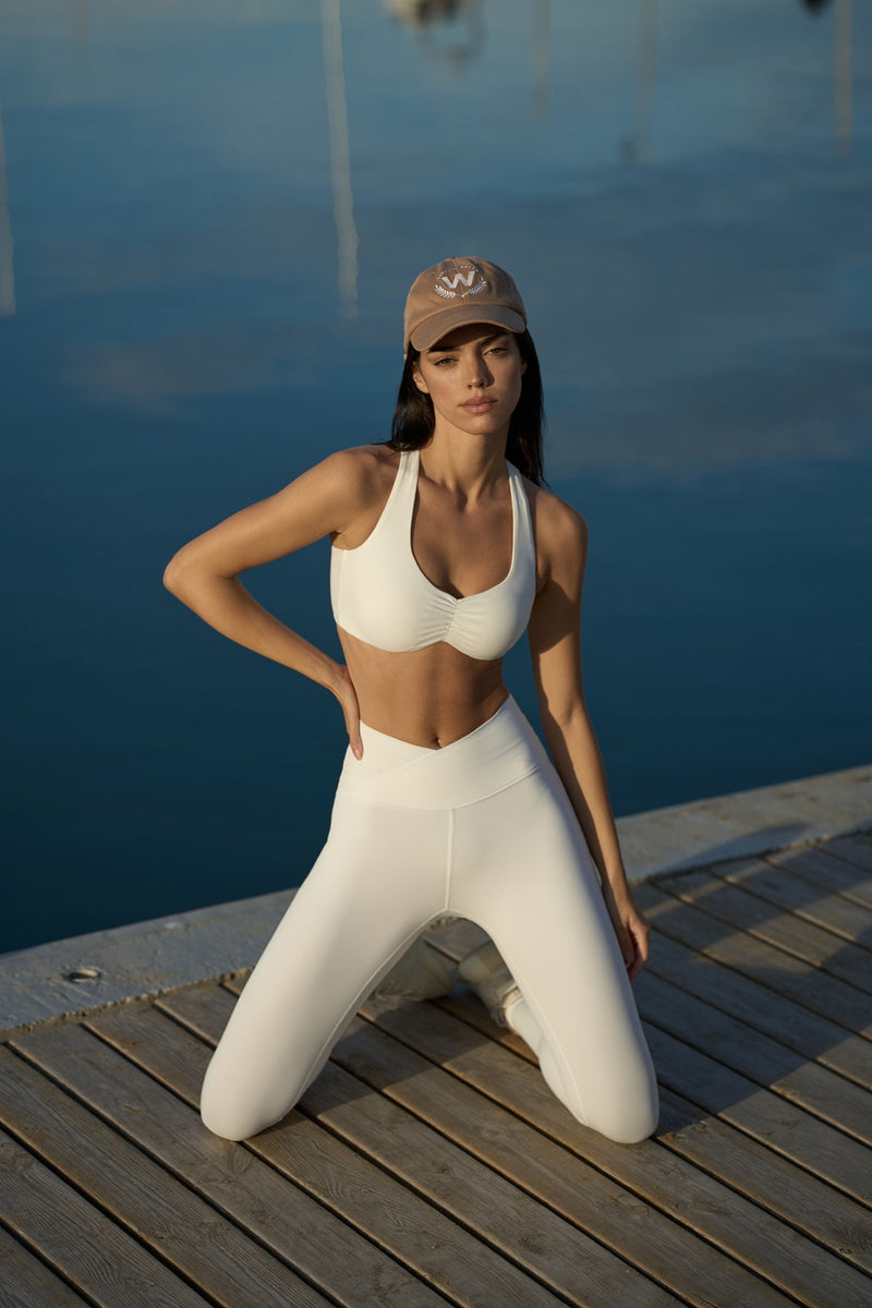 Model wears WISKII Ruched Sports Bra