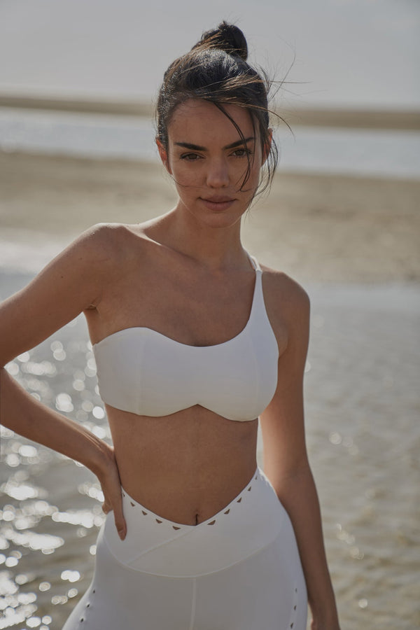 Model wears WISKII One Shoulder Contour Bra