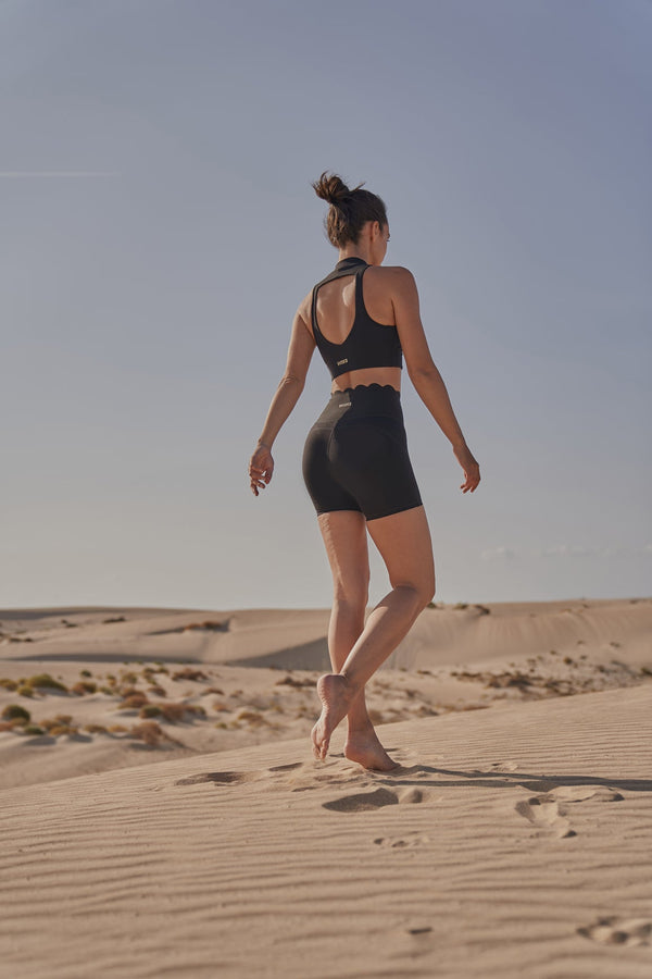 Models wears High-Waist Sculpting Biker Short | WISKII ACTIVE