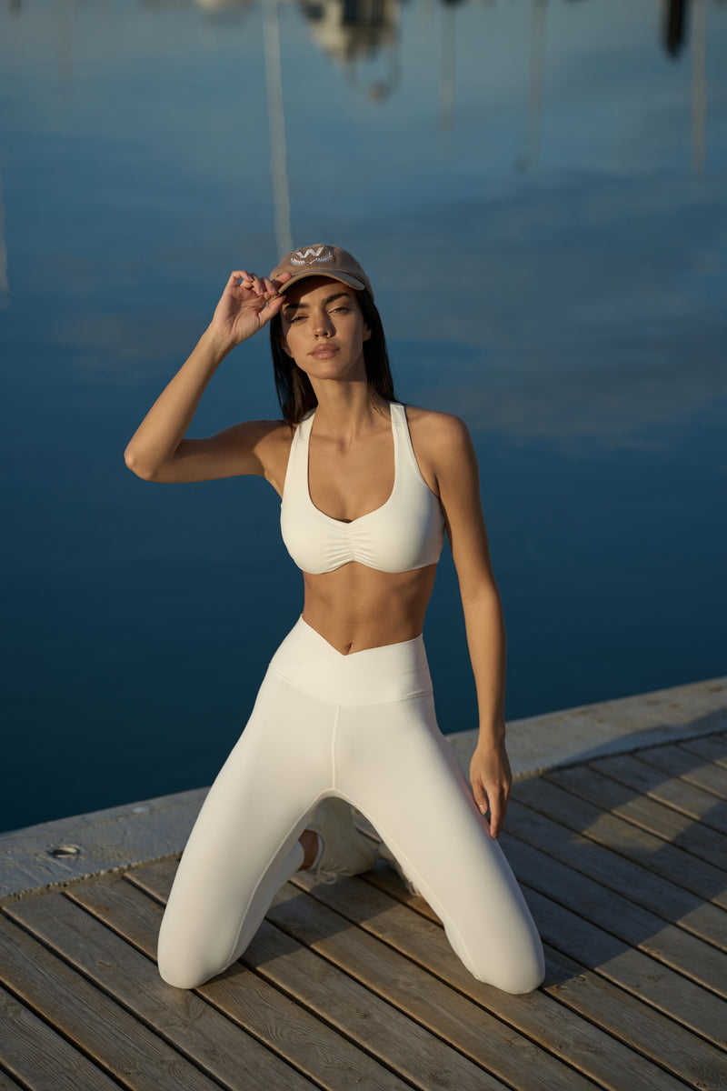 Model wears WISKII Ruched Sports Bra