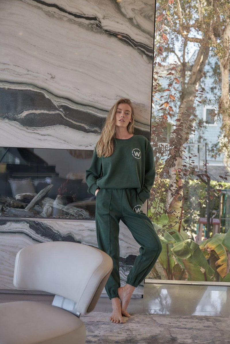 Model wears WISKII Leisure Sweatshirt Set