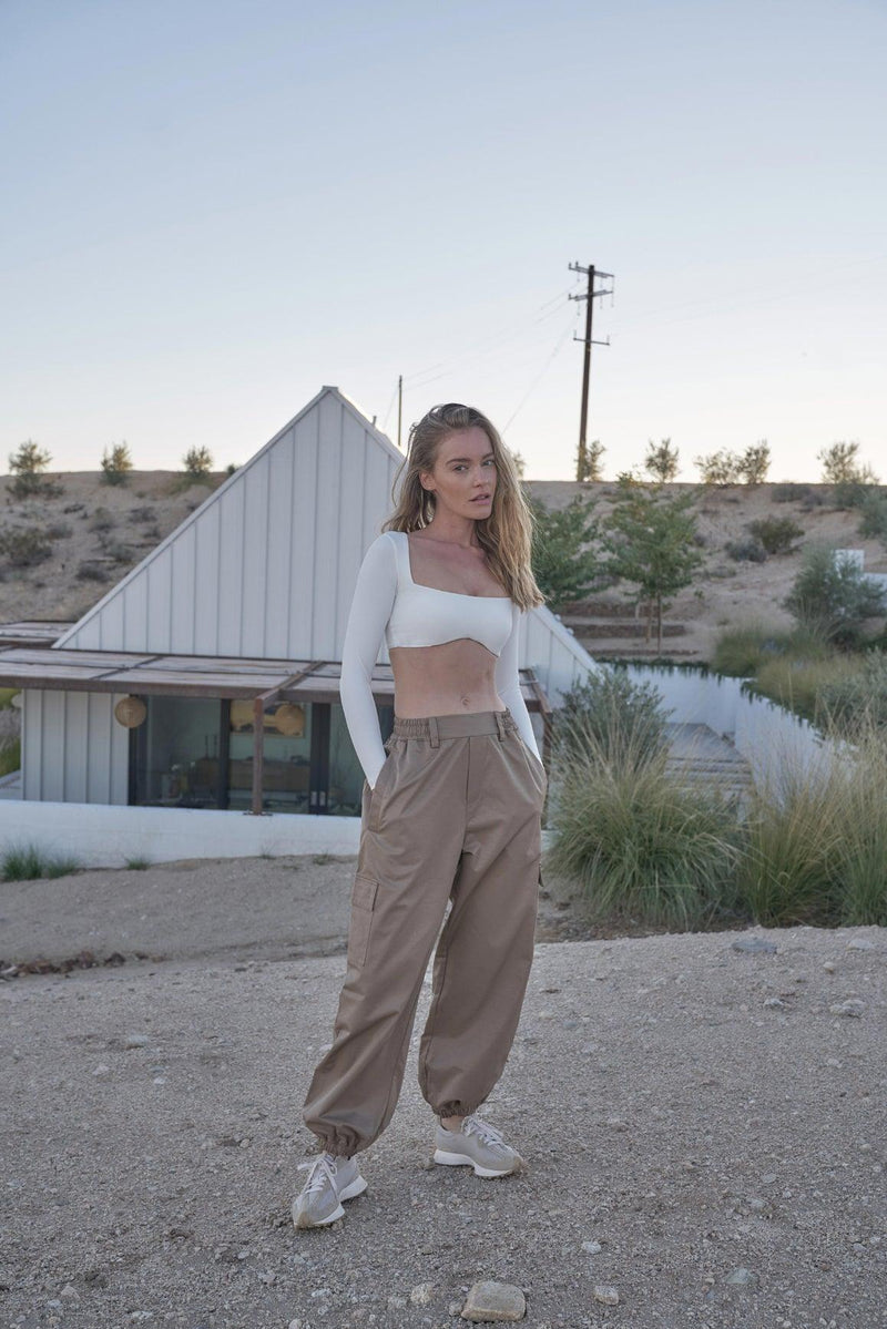 Ivory White Long Sleeve bra | Long Sleeve Sports Bra - front view#4