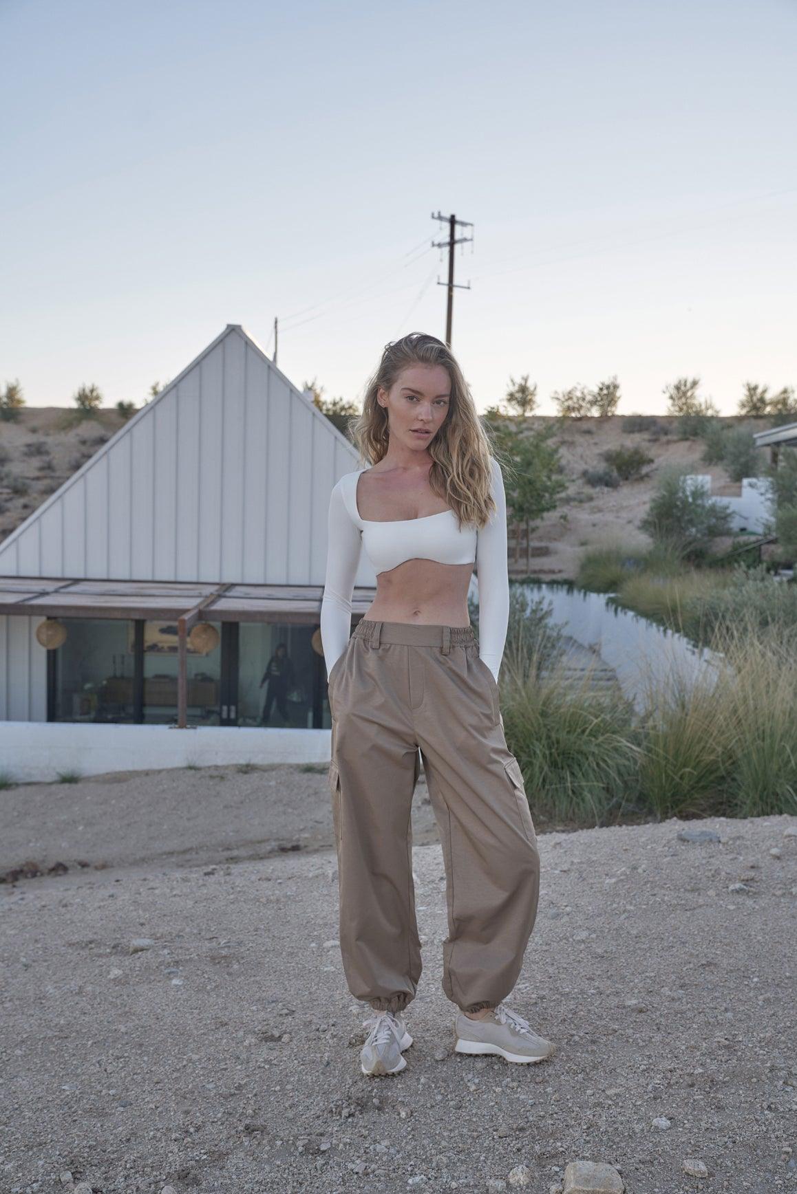 Ivory White Long Sleeve bra | Long Sleeve Sports Bra - front view#3