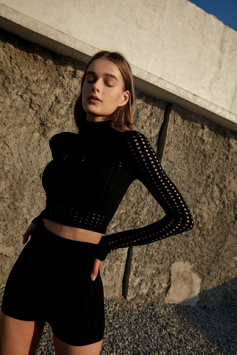 WISKII Open Air Set in Black - Chic Matching Activewear Set